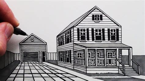 How To Draw A House Using One Point Perspective Step By Step Youtube