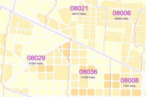DigiAtlas com Mapas de Códigos Postales Habitantes por código postal