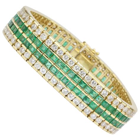 Diamond is a solid form of the element carbon with its atoms arranged in a crystal structure called diamond cubic. 21 Carat Diamonds Emerald Yellow Gold Tennis Bracelet at ...
