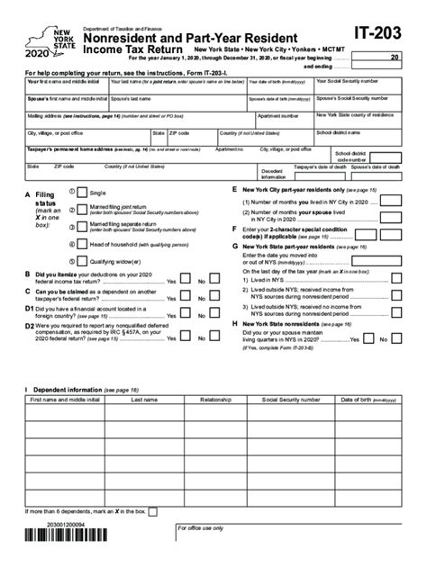 Ny It 203 2020 2021 Fill Out Tax Template Online Us Legal Forms