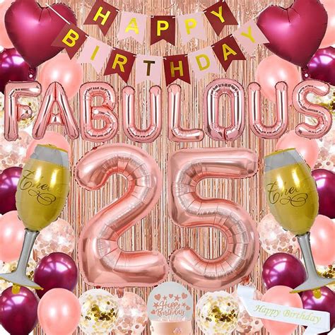 Buy Fancypartyshop 25th Birthday Decorations Supplies Burgundy And