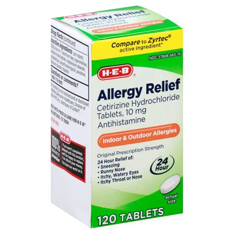 H E B 24 Hour Allergy Relief 10 Mg Tablets Shop Sinus And Allergy At H E B