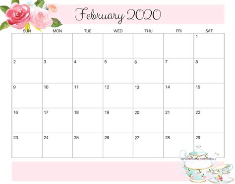 Calendar February 2020 Usa Calendar Word February Calendar Excel