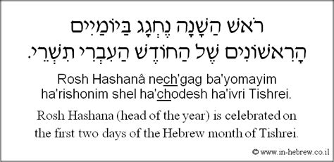 Learn Hebrew Phrases With Audio 712 Rosh Hashana Head Of The Year