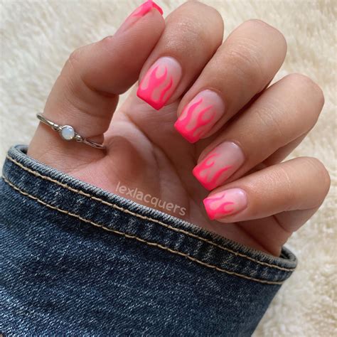 Hot Pink Flames Nailsart Nails Trend Pink Gel Nails Cute Gel