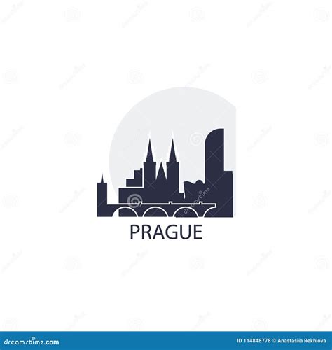 Prague City Skyline Silhouette Vector Logo Illustration Stock Vector