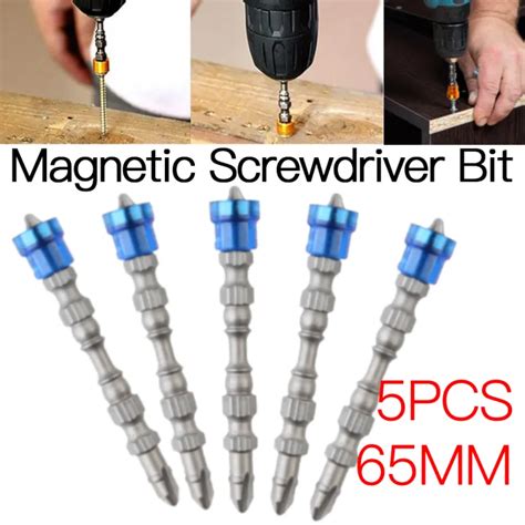 5Pcs Single Head Magnetic Screwdriver Bit Anti Slip Hex S2 PH2 Electric