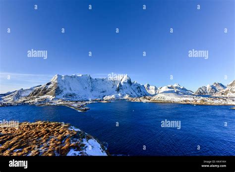 Winter In Olenilsoya In Reine Lofoten Islands Norway Stock Photo Alamy