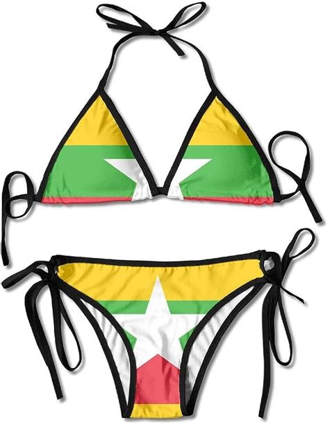 kasiola women s thong bikini suit swimsuit large myanmar flag sexy bikini set 2