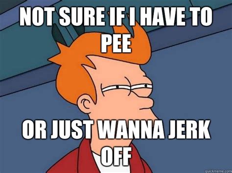 Not Sure If I Have To Pee Or Just Wanna Jerk Off Futurama Fry Quickmeme