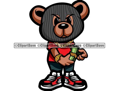 Gangster Teddy Bear Ski Mask Counting Money Stack Svg Design Etsy
