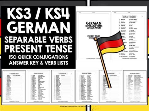 German Separable Verbs Present Tense Conjugation Teaching Resources