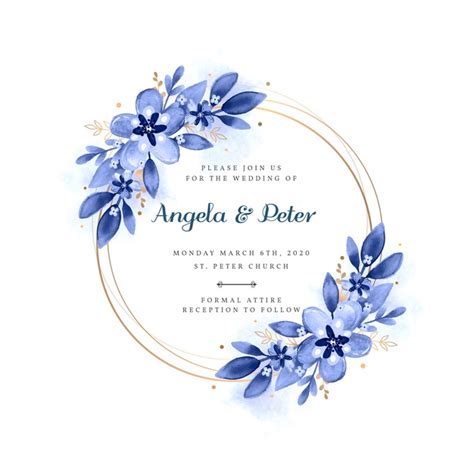 Bingkai Undangan Pernikahan Bunga Biru