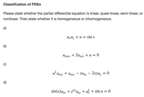 Solved Classification Of Pdes Please State Whether The Chegg Com