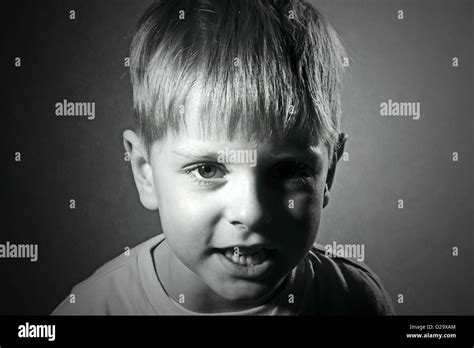 Black And White Portrait Of Cute Little Boy Stock Photo Alamy