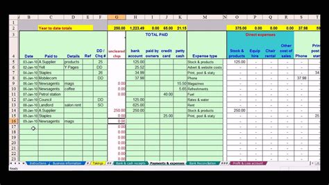 Monthly Bookkeeping Spreadsheet —