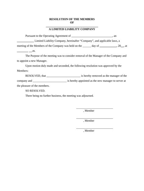 Llc Resolution Template Fill Out And Sign Online Dochub