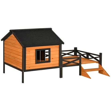 Pawhut Large Dog House With Porch For Expansive Size Xl Wooden
