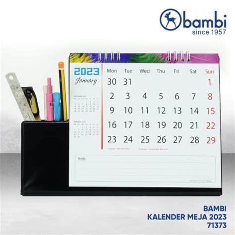 Kalender Meja Desk Calendar 2023 With Pencil Box 71373 Bambifiles