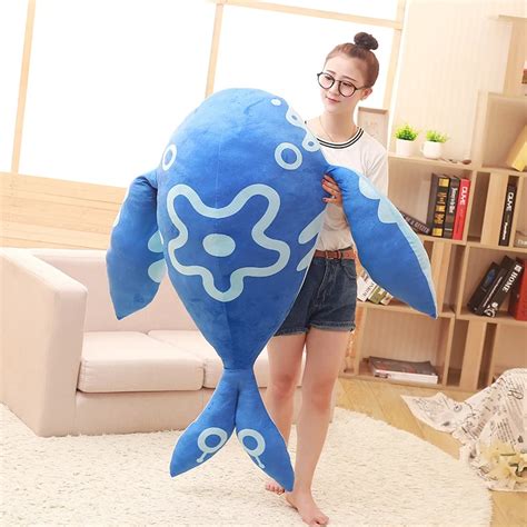 Stuffed Toy Huge 150cm Blue Whale Plush Toy Soft Hugging Pillow