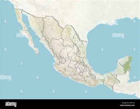 México Y El Estado De Quintana Roo Mapa En Relieve Fotografía De Stock
