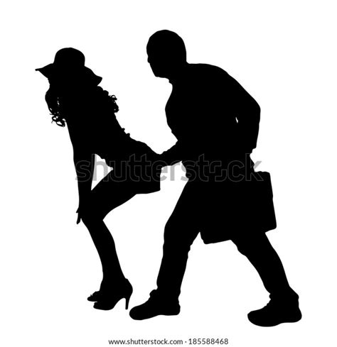 Vector Silhouette Man Sexy Woman On Stock Vector Royalty Free 185588468