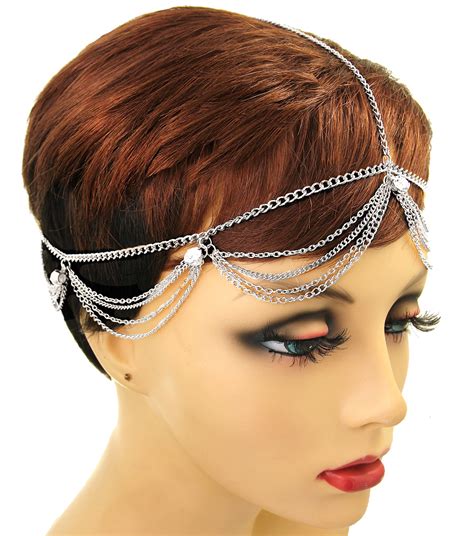 Silver Headpiece Head Chains With Crystal Boho Stayle Hair Jewelry