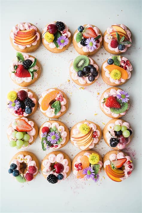 Assorted Color Fruits Cupcake Desserts Sweets Food Fruits Flower