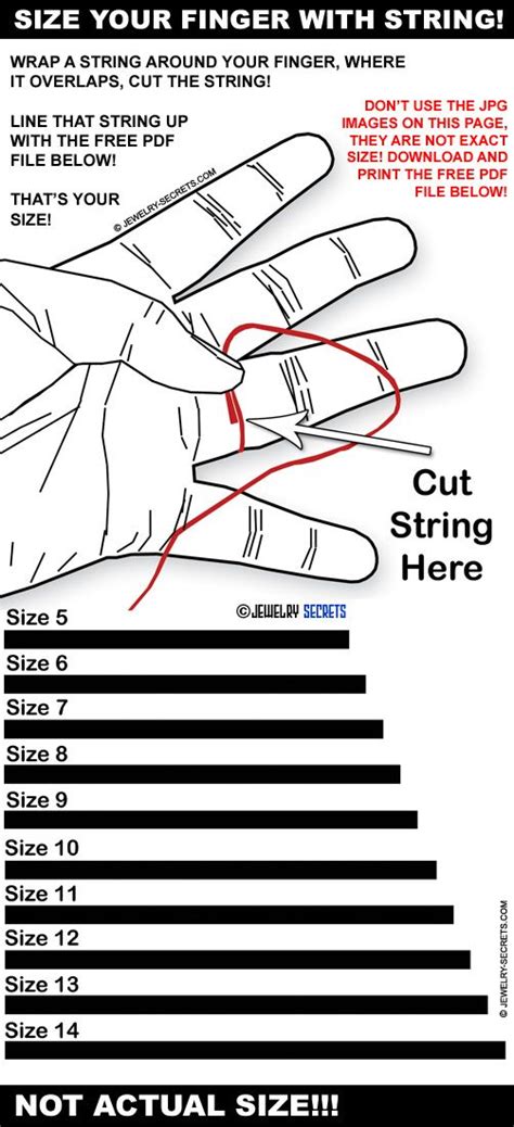 Free Printable Ring Finger Size Chart Jewelry Secrets Creative
