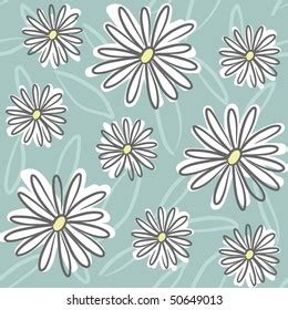 Floral Seamless Pattern Daisy Drawing Vector Stock Vector Royalty Free