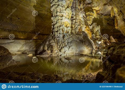 Natural Underground Cavern And A Pond Reflection Stock Photo Image Of