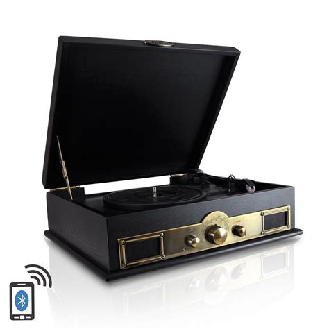 Pyle Vintage Bluetooth Turntable With Digital Mp3 Recording Black