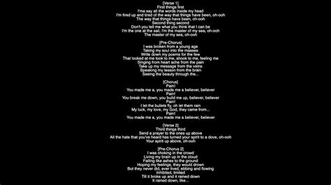 Lyrics To Believer By Imagine Dragons Lyricswalls