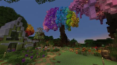 Tried My Hand At A Rainbow Tree On Our Survival Server Feedback