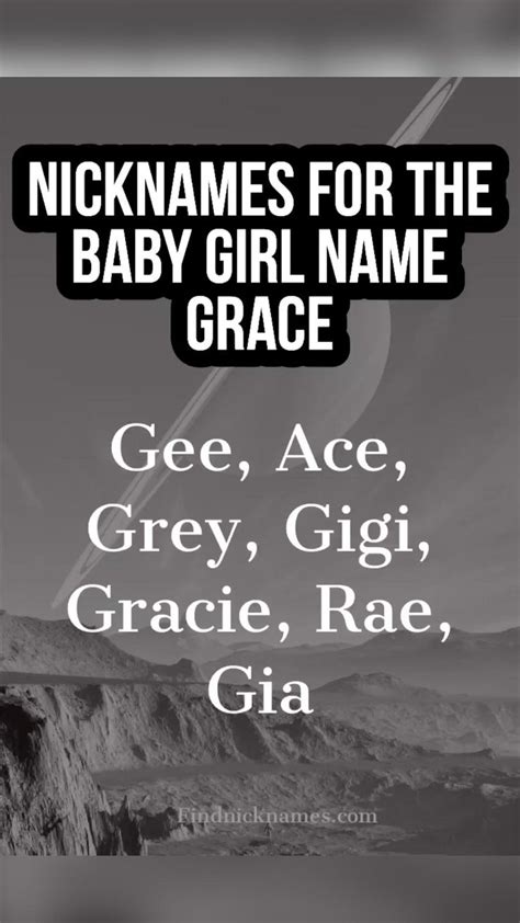 Nicknames For The Baby Girl Name Grace Pinterest