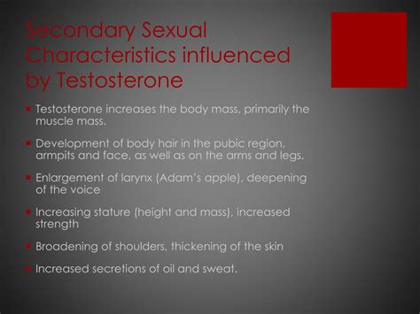 Ppt The Roles Of Testosterone In The Development And Regulation Of Secondary Sexual