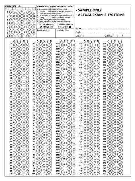 Sample Answer Sheet For Cs Exam Pdf
