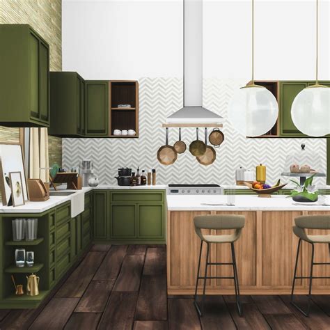 Kitchen #2, custom content download! Essa Kitchen Modern Set in 2020 | Modern kitchen set, Kitchen sets, Sims 4 kitchen cabinets