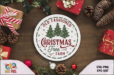 Old Fashioned Christmas Tree Farm Sign S Graphic By Dark Pixel