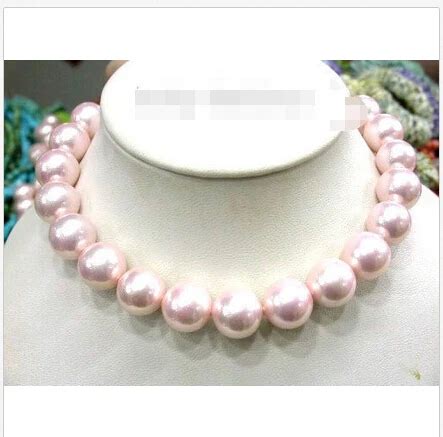 A Mm Pink Round South Sea Shell Pearls Necklace Necklace A Pearl