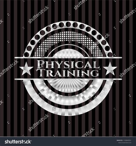 Physical Training Silvery Badge Royalty Free Stock Vector 1109840591