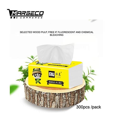 300pcs Bamboo Tissue Paper Pocket 3ply Size Kitchen Facial Serviette