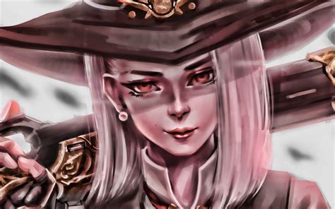 Download Wallpapers Ashe Portrait Overwatch Characters Cyber Warrior