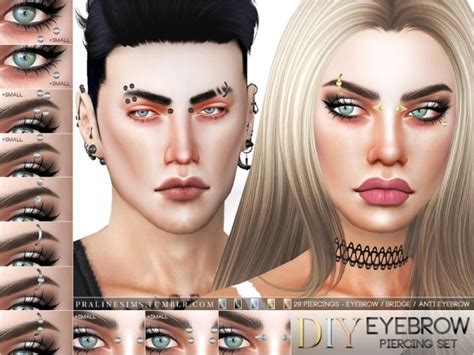 The Sims Resource Eyebrow Piercing Set By Pralinesims