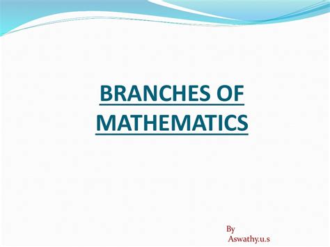 Branches Of Mathematics