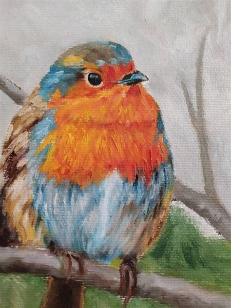 Robin Bird Painting Original Oil Painting On Canvas Hand Etsy
