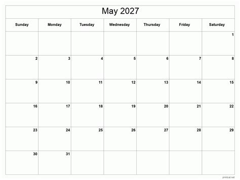 Printable May 2027 Calendar Free Printable Calendars