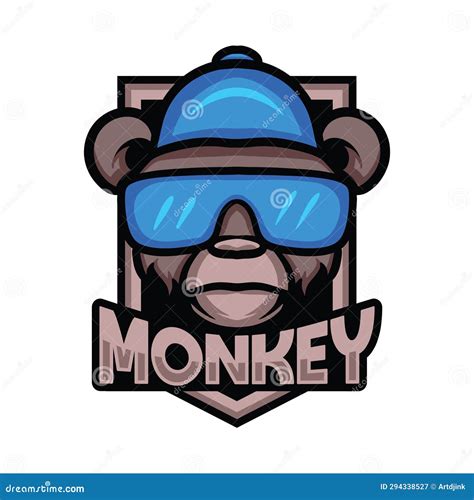 Monkey Mascot Vector Logo Esport Design Illustration Stock Vector