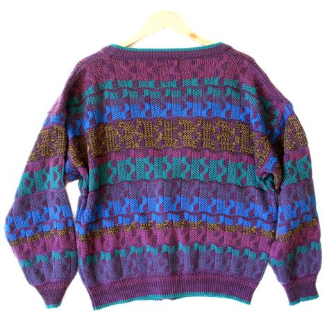 Vintage 80s Purple Cosby Cardigan Ugly Sweater The Ugly Sweater Shop