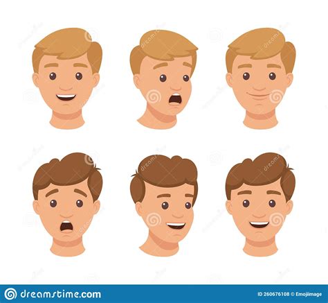 Set Of Surprised And Scared Anime Faces Hand Drawn Vector Cartoon